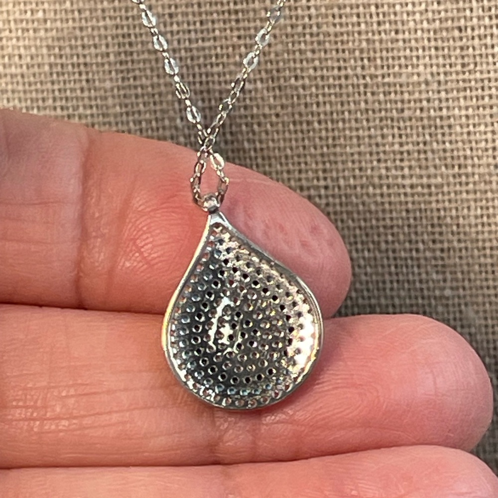 Vintage 925 teardrop crystal necklace shades of blue - Picture 4 of 7